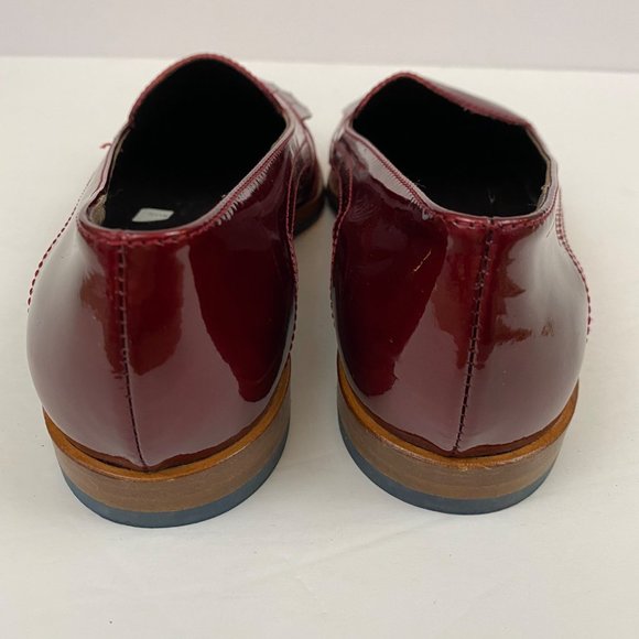 AGL Red Patent Shiny Fringe Wingtip Italian Loafers Womens 37 - Picture 8 of 10